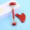 Red Jade Stone Face Roller Facial Beauty Gua sha Set