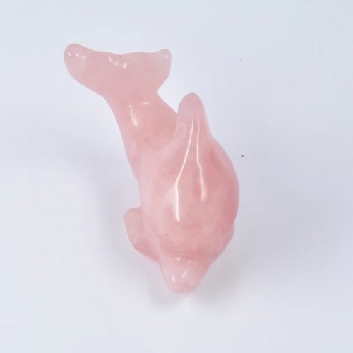 Rose Quartz Crystal Dolphin Carving Crafts