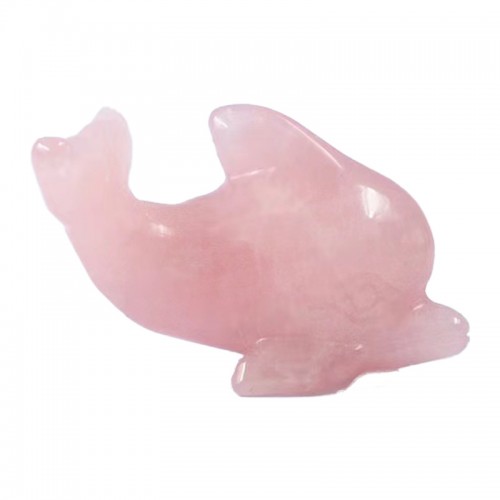 Rose Quartz Crystal Dolphin Carving Crafts