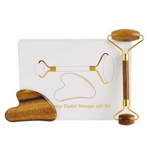 Tiger Eye Jade Roller and Gua Sha Massager For Face And Body