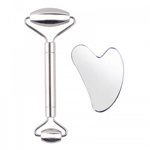 Stainless Steel Roller and Stainless steel Gua Sha Set