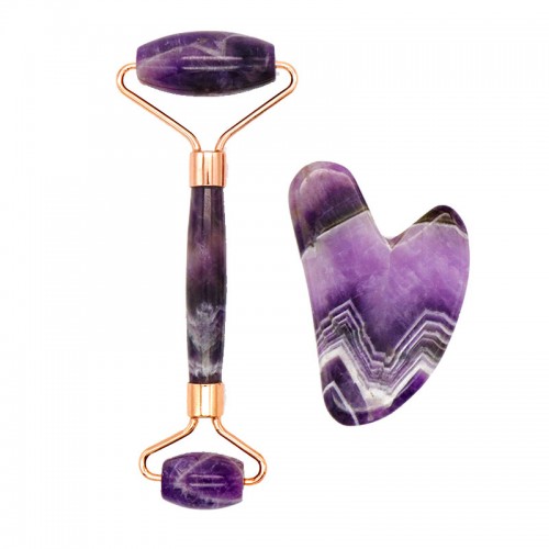 Amethyst Facial Roller Gua Sha Set With Box