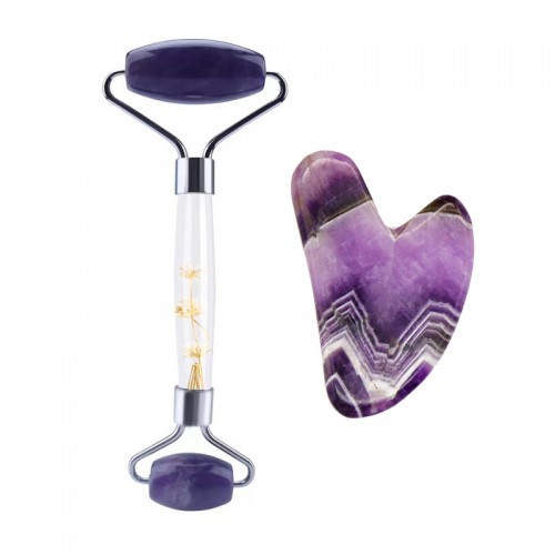 Amethyst Facial Roller Gua Sha Set With Box