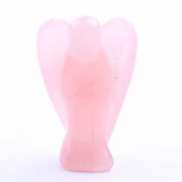 Rose Quartz Stone Carved Crystal Angel Figurine