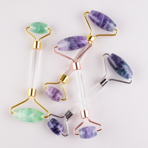 Natural Fluorite Face Massager Roller and Gua Sha