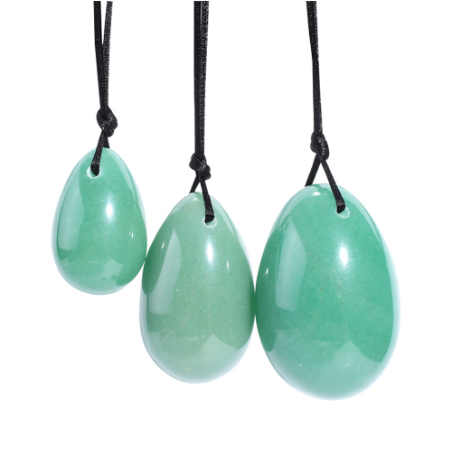 Wholesale Jade Yoni Eggs Drilled Green Aventurine Jade Yoni Egg Set