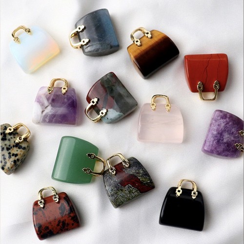 Gemstone Crystal Mini Bag For Necklace Pendant