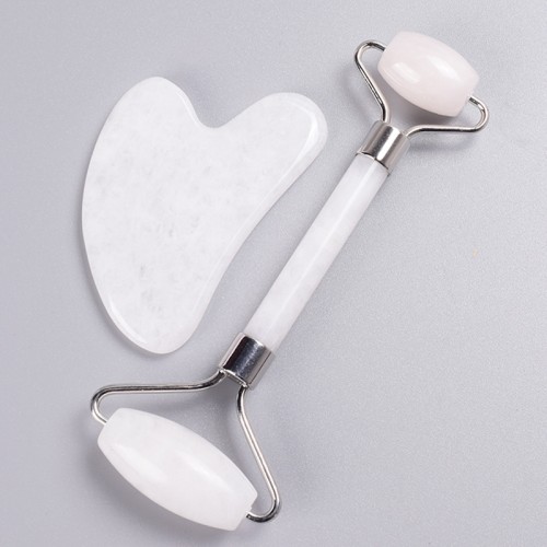 Custom White Jade Roller Heart Shaped Gua Sha Stone