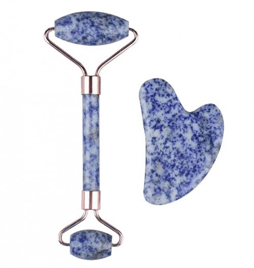 Natural Blue Spot Jasper Face Roller, Dumortierite Roller Supplier