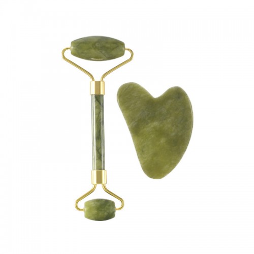 Dark Green Jade Roller Gua Sha Set