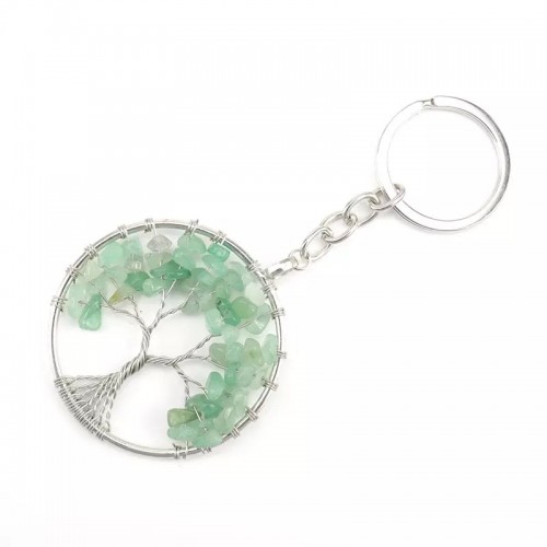 Wholesale Crystal Key Ring Silver Wire Winding Tree of Life Seven Chakra key chain for Ornaments