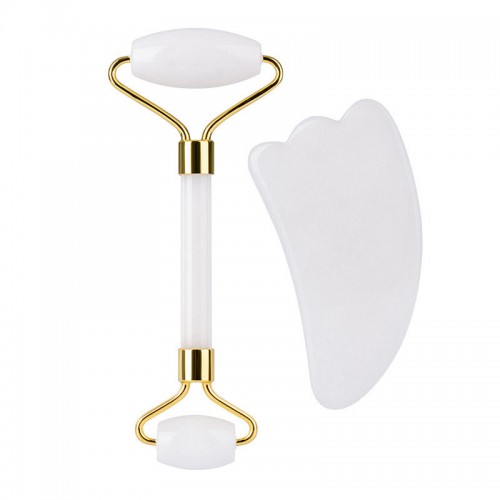 Custom White Jade Roller Heart Shaped Gua Sha Stone